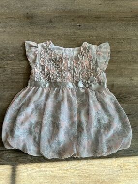 FAO y2k Pink and Gray Smocked Ruffle Dress